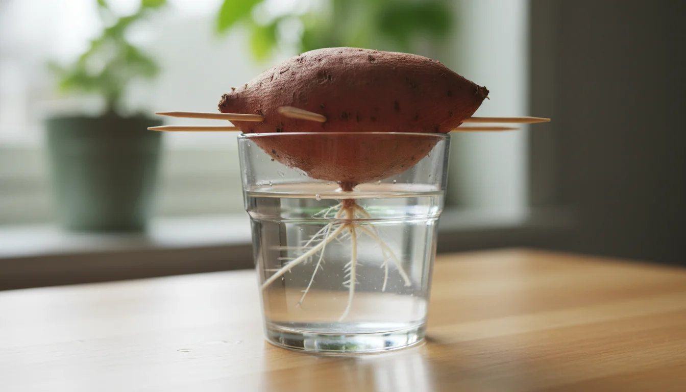 como plantar batata doce na agua