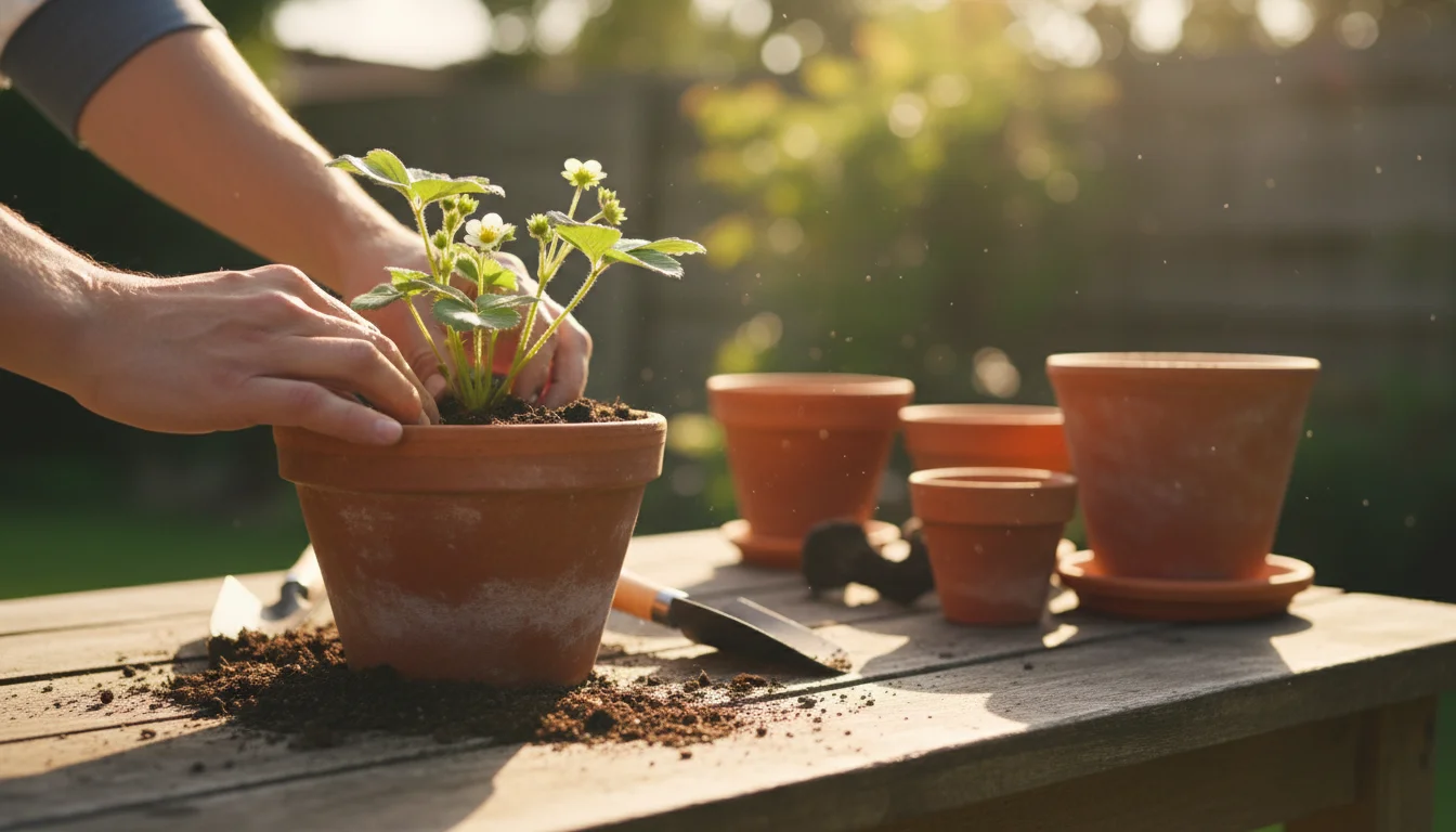 como plantar morango em vaso - Imagem de destaque: Como plantar morango em vaso: guia definitivo para colheitas o ano todo