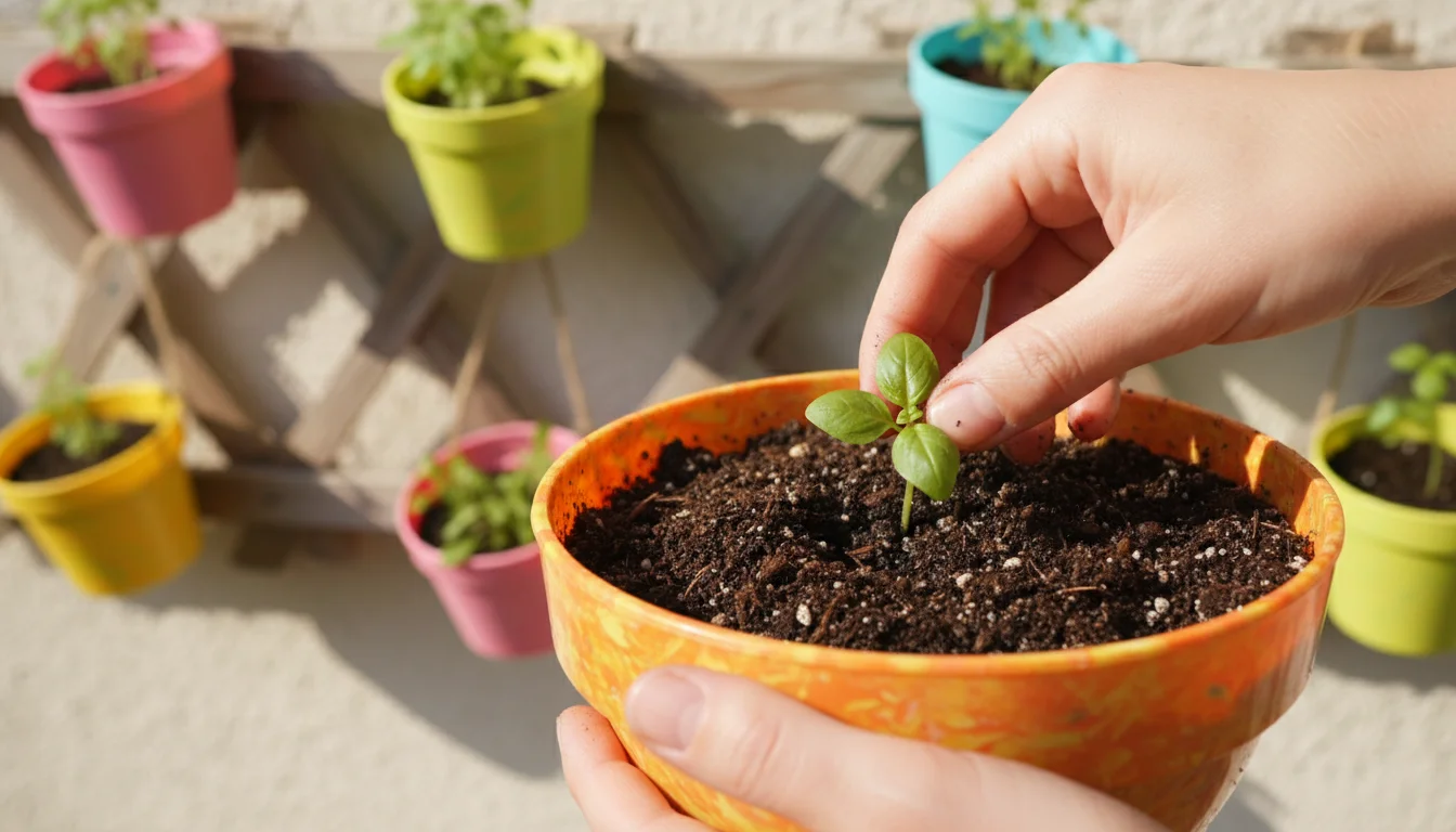 horta vertical em vasos