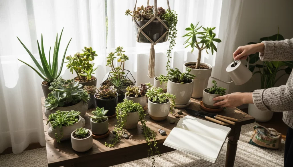 como cuidar de suculentas dentro de casa para iniciantes - Imagem de destaque: Como cuidar de suculentas dentro de casa para iniciantes: o guia definitivo
