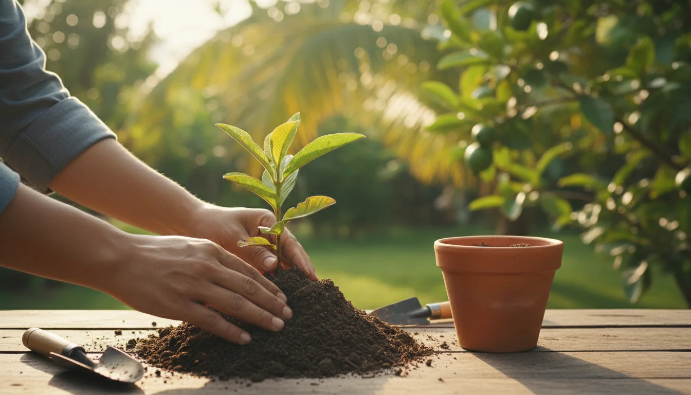 como plantar goiaba - Imagem de destaque: Como plantar goiaba: guia técnico completo do cultivo em vaso e solo