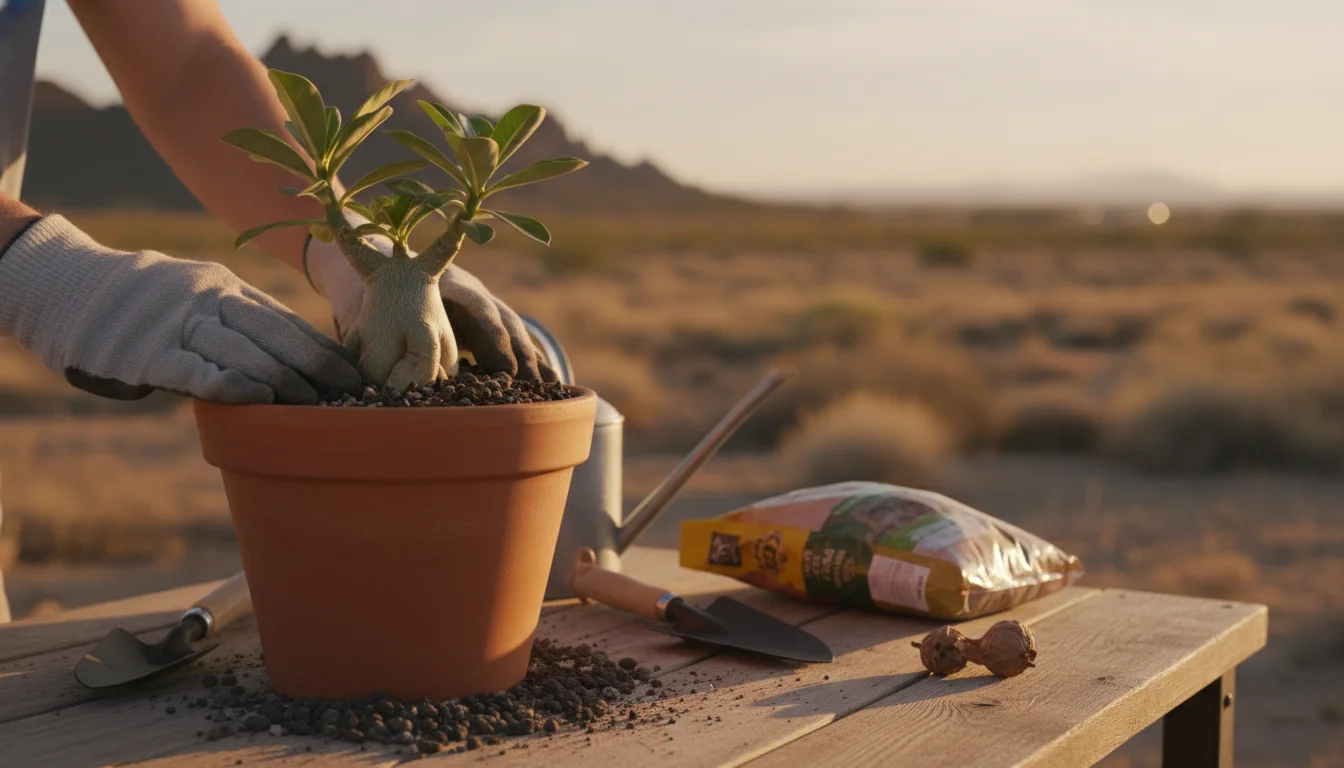 como plantar rosa do deserto - Imagem de destaque: Como Plantar Rosa do Deserto: Guia Definitivo para Caudex Gigante e Floração